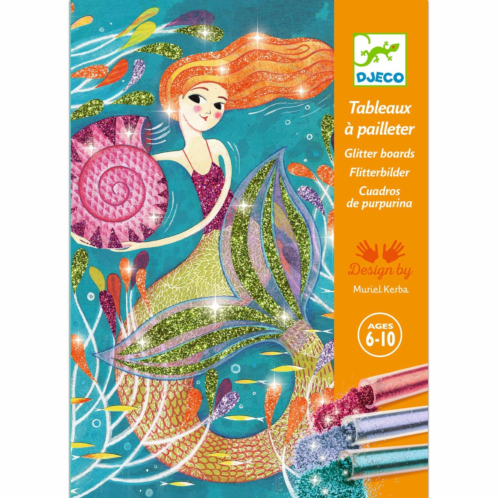 Djeco Mermaids Glitter Boards Mess-Free Craft Kit for Ages 6 and Up