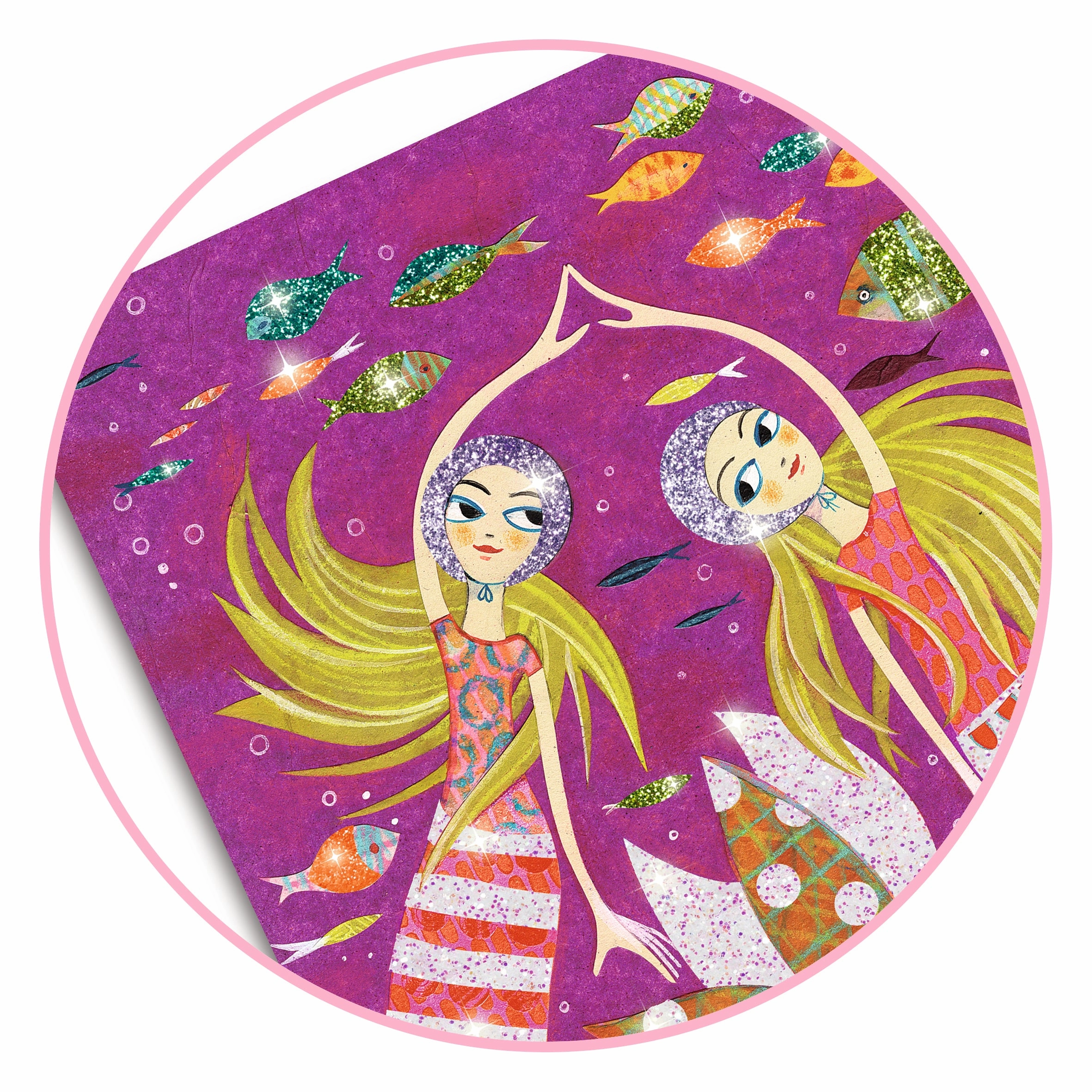 Djeco Mermaids Glitter Boards Mess-Free Craft Kit for Ages 6 and Up
