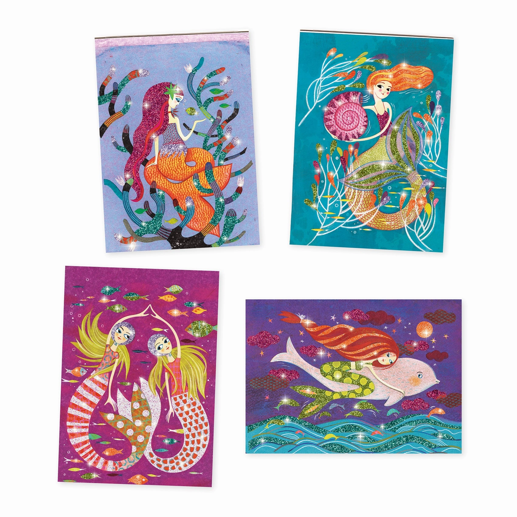 Djeco Mermaids Glitter Boards Mess-Free Craft Kit for Ages 6 and Up