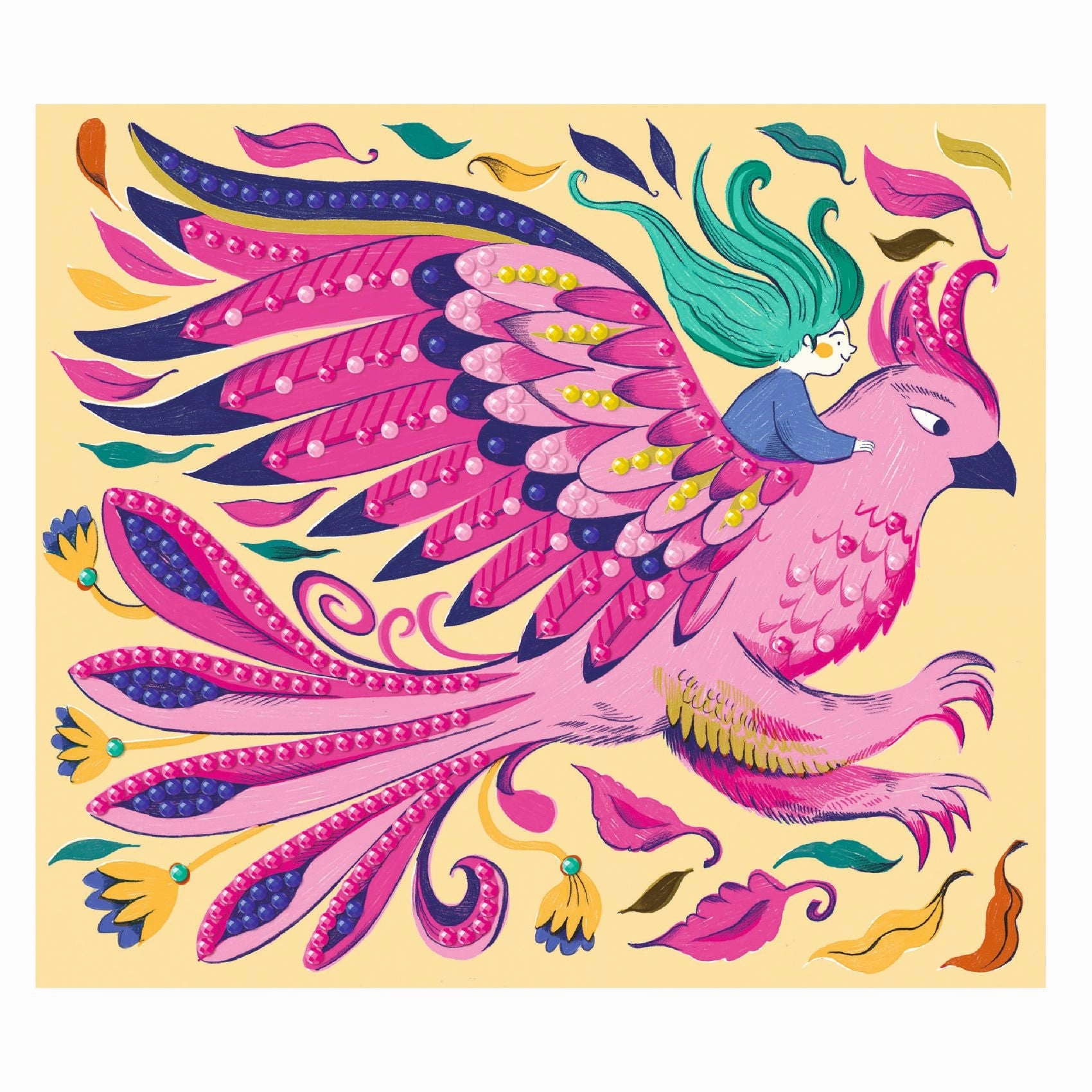 Djeco Mythical Creature Artistic Diamond Art Craft Kit for Ages 7 & Up