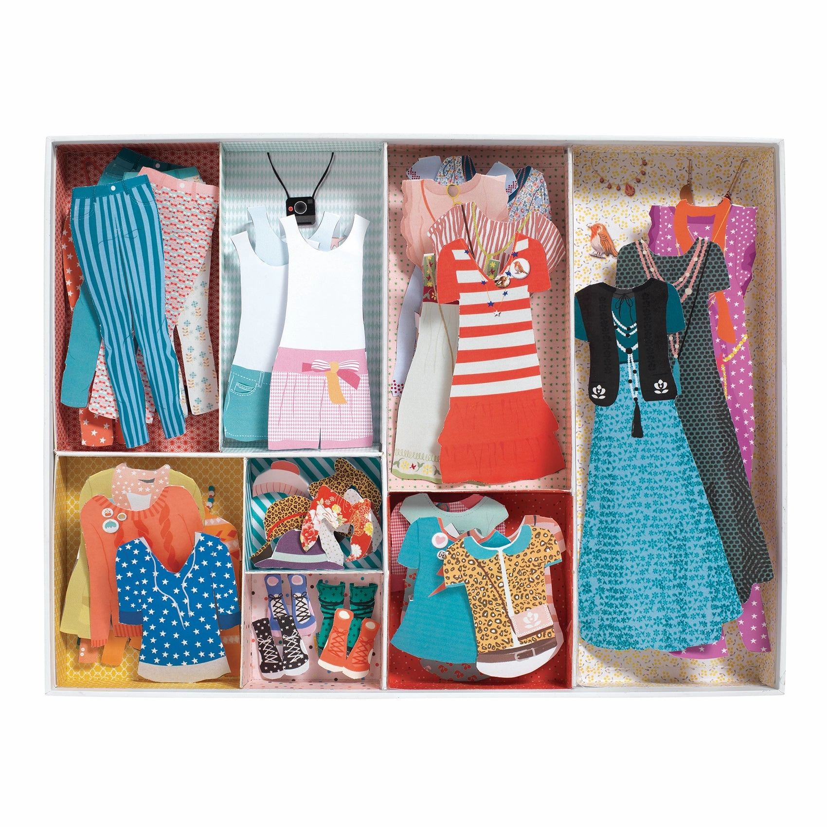 Djeco Paper Doll Dress Up Kit with a Well-Stocked Wardrobe for Ages 6 