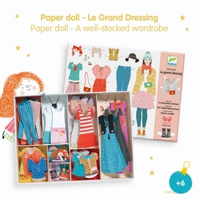 Djeco Paper Doll Dress Up Kit with a Well-Stocked Wardrobe for Ages 6 