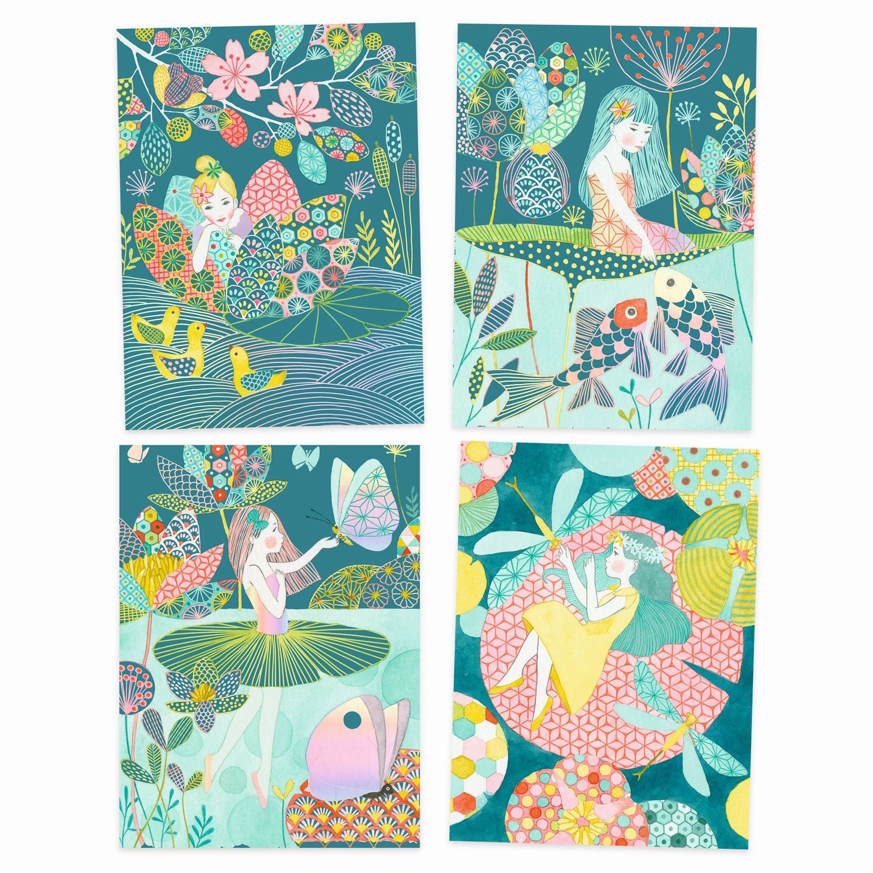 Djeco The Pond Iridescent Metallic Scratch Art Boards for Ages 7 & Up