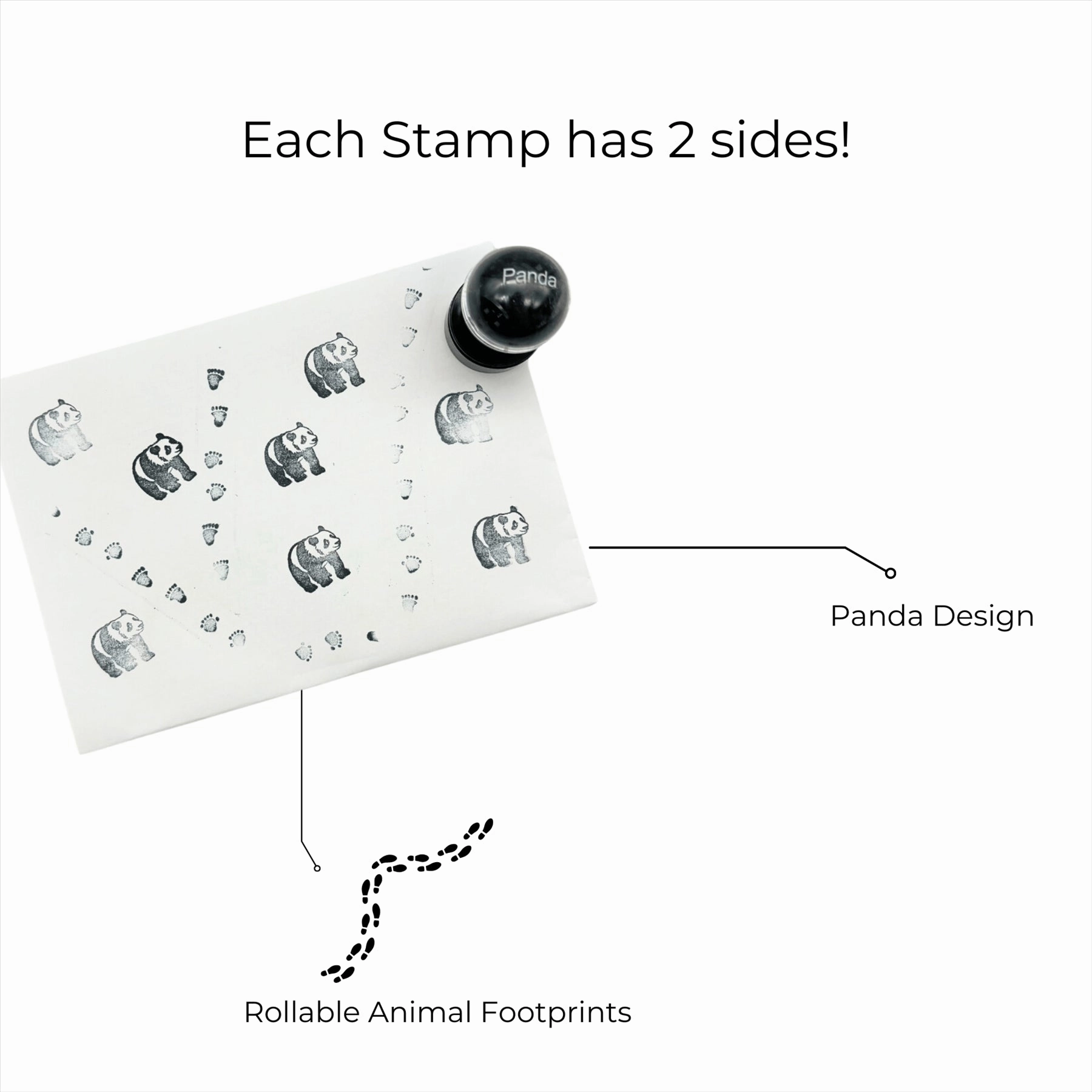 Double Sided Self Inking Panda Stamper with Roller (single)