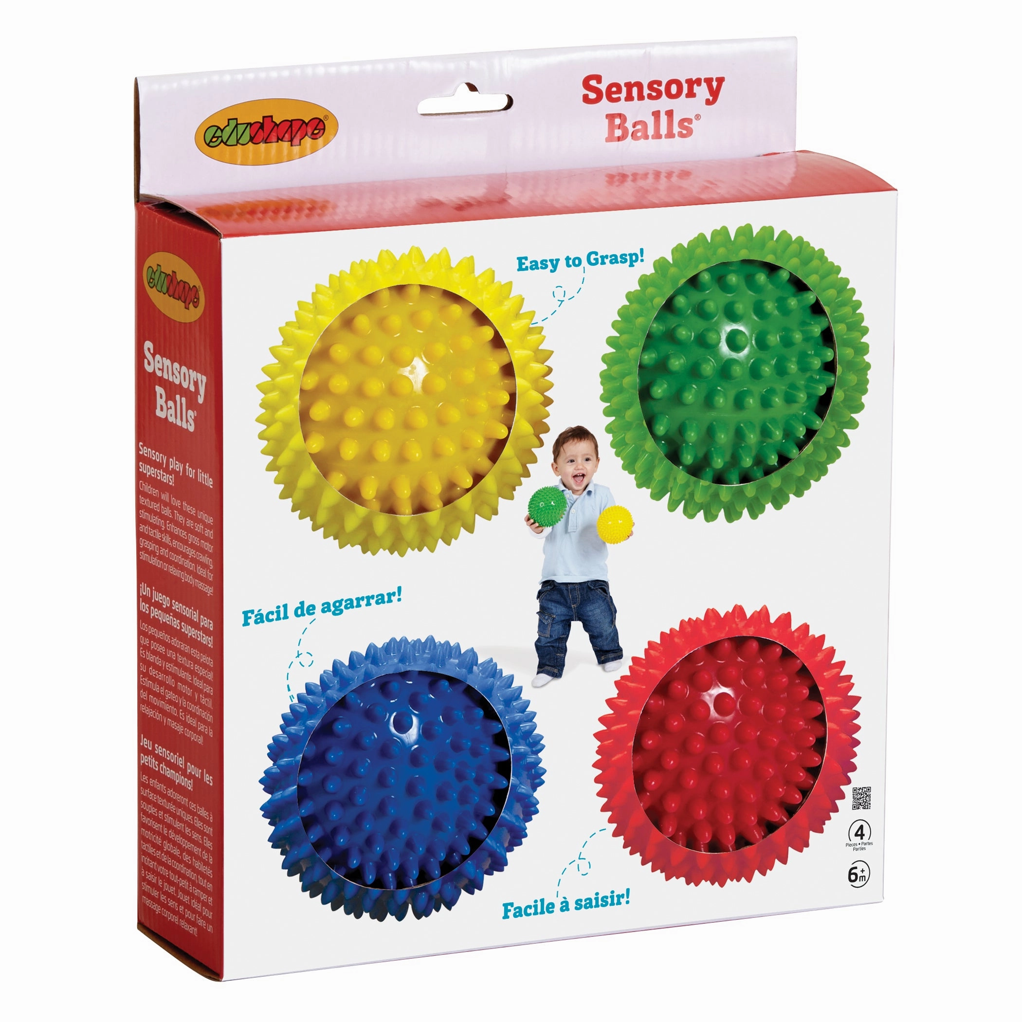 Edushape Sensory Opaque Balls  Colorful Textured Set for Infants