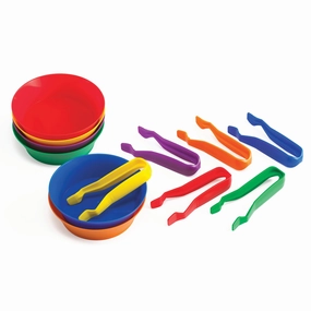 edxeducation Colorful Sorting Bowls & Tweezers Playset - 18m  - 6 Vibrant Colors