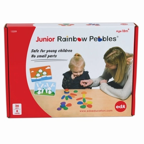 edxeducation Rainbow Pebbles Activity Set - Junior - 36 Colorful Pebbles & 16 Activities - Ages 18m 