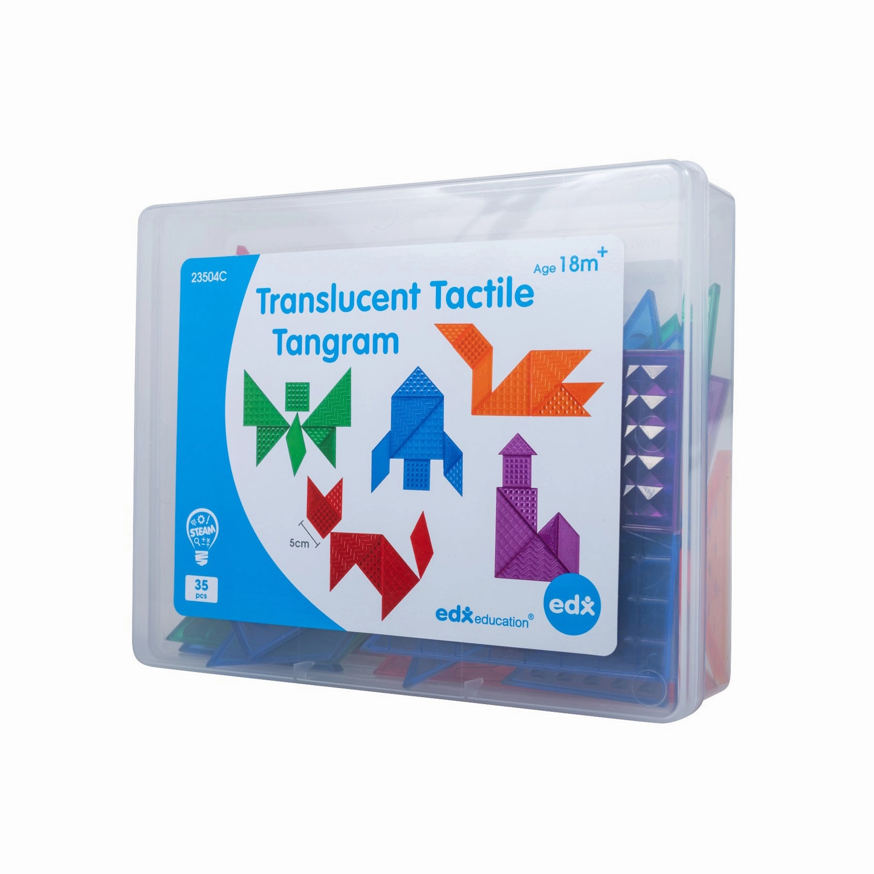 edxeducation Translucent Tactile Tangrams - Sensory Exploration Set