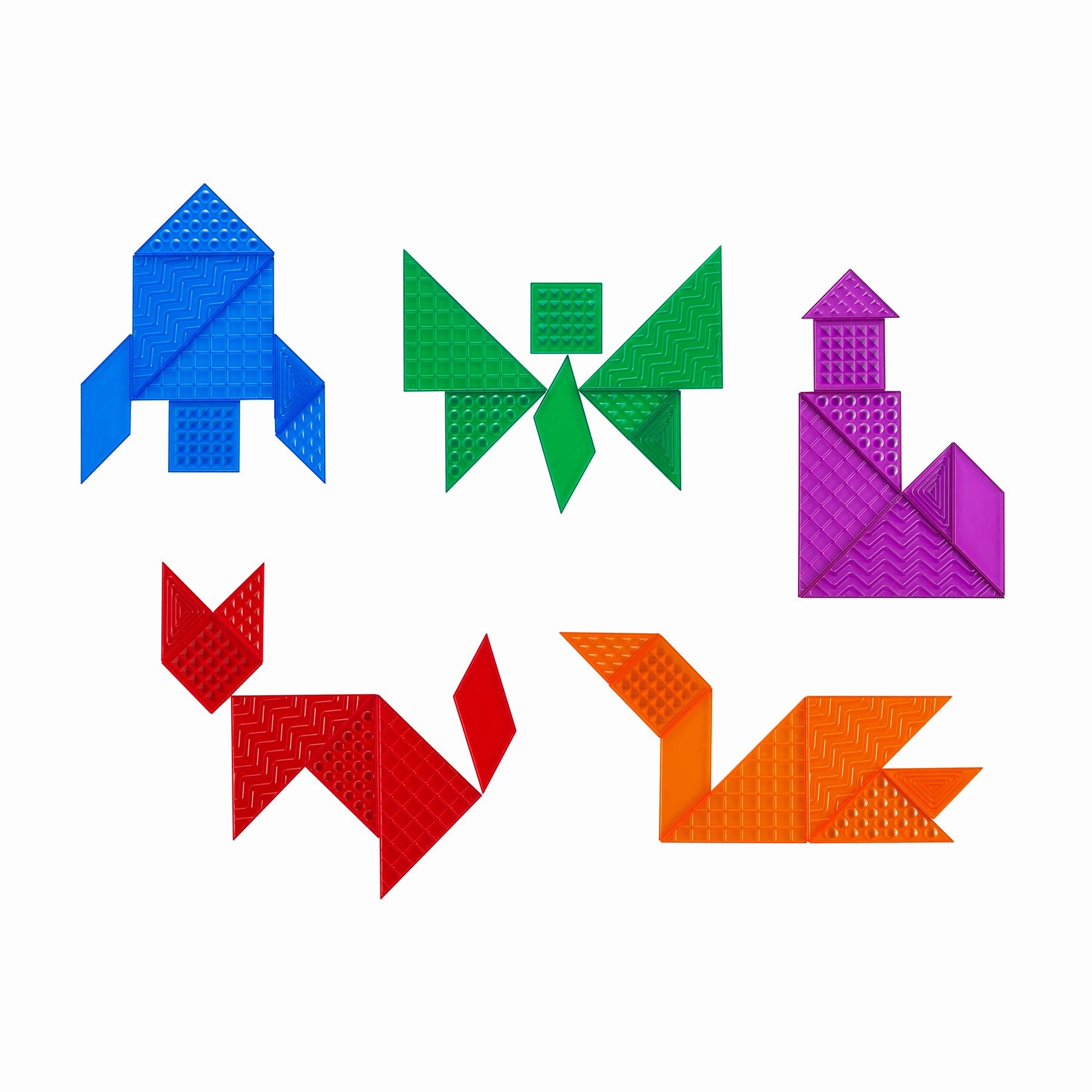 edxeducation Translucent Tactile Tangrams - Sensory Exploration Set