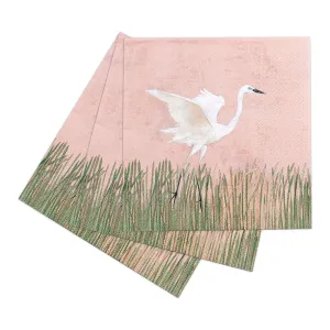 Egret Paper Cocktail Napkins in Pink - Pack of 20