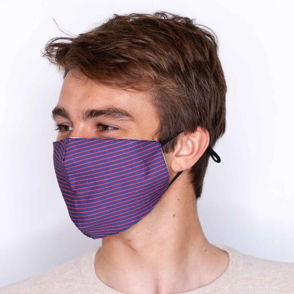 Elegant Pin Stripe Cotton Mens Mask