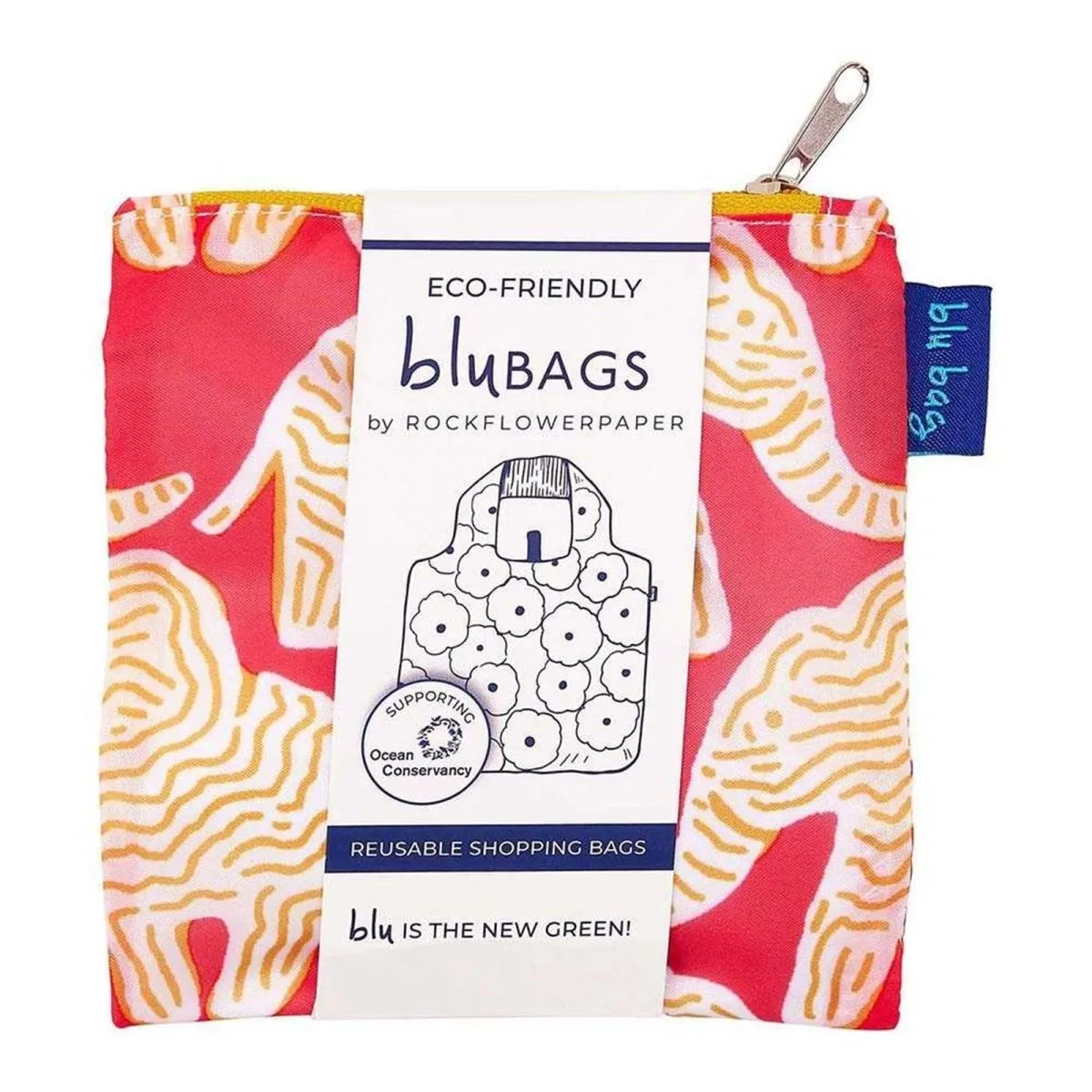 Elephants blu Reusable Shopping Bag-Machine washable
