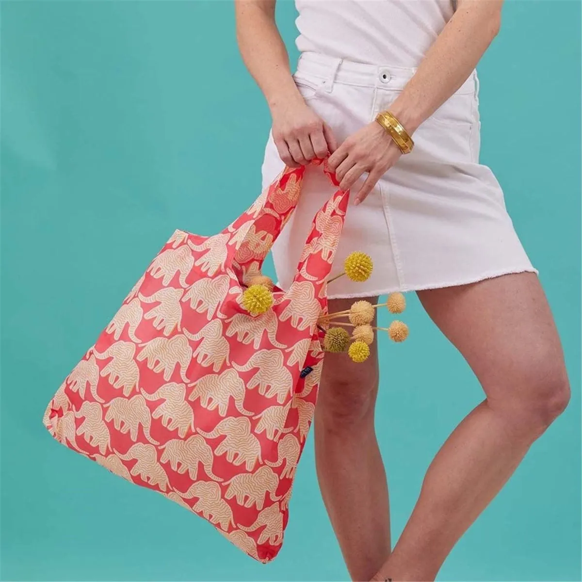 Elephants blu Reusable Shopping Bag-Machine washable