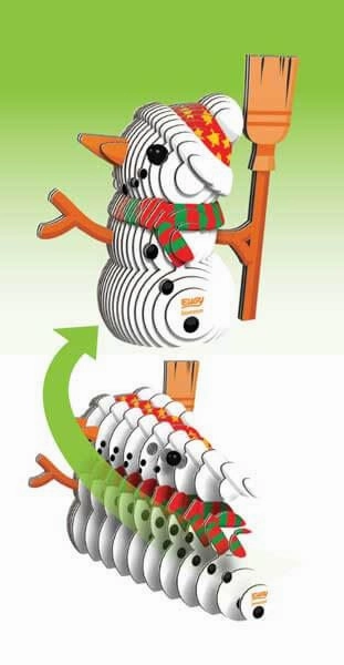 Eugy 3D Christmas Snowman Cardboard Craft Kit for Children Ages 6 & Up