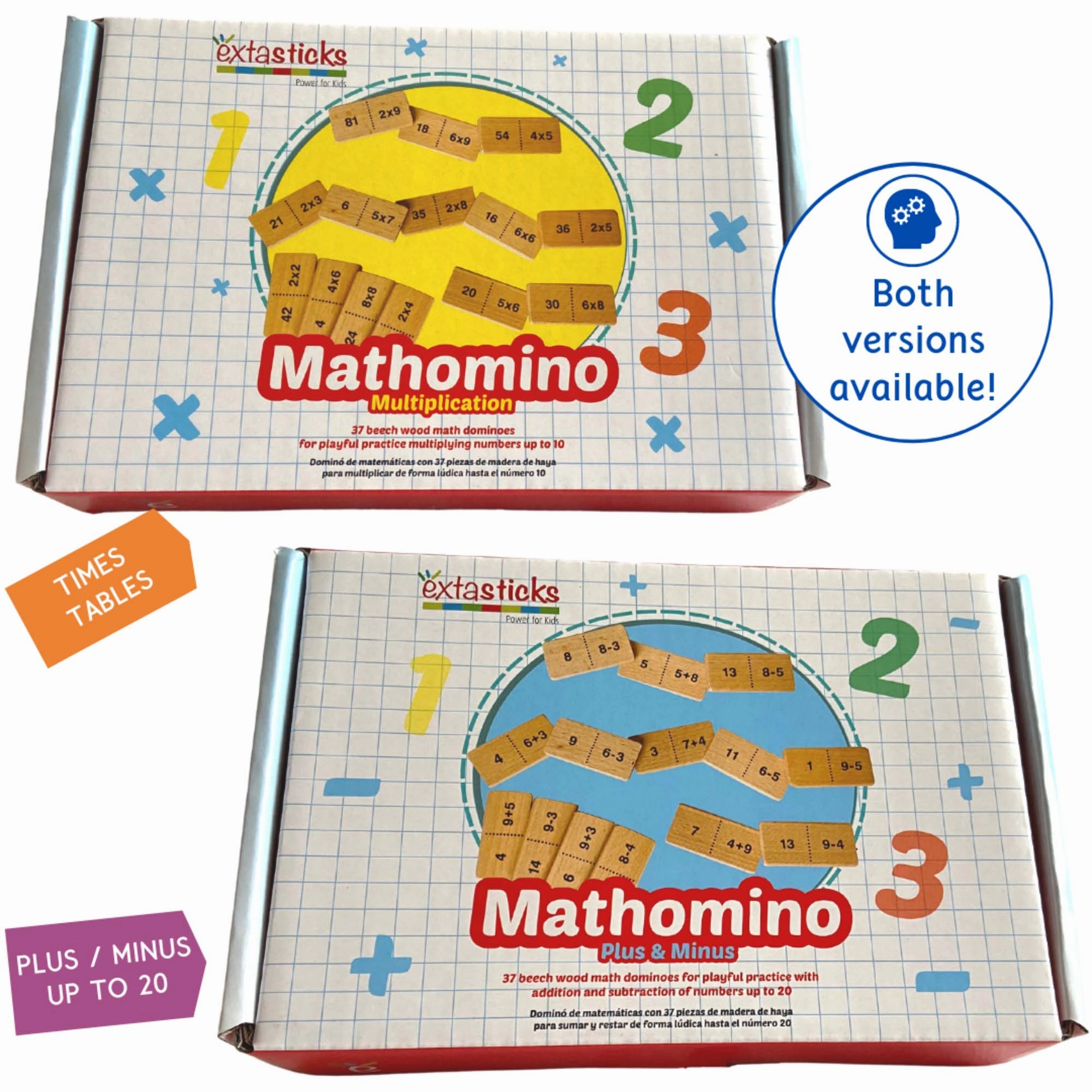 Extasticks Mathomino Plus & Minus Wooden Math Domino Game