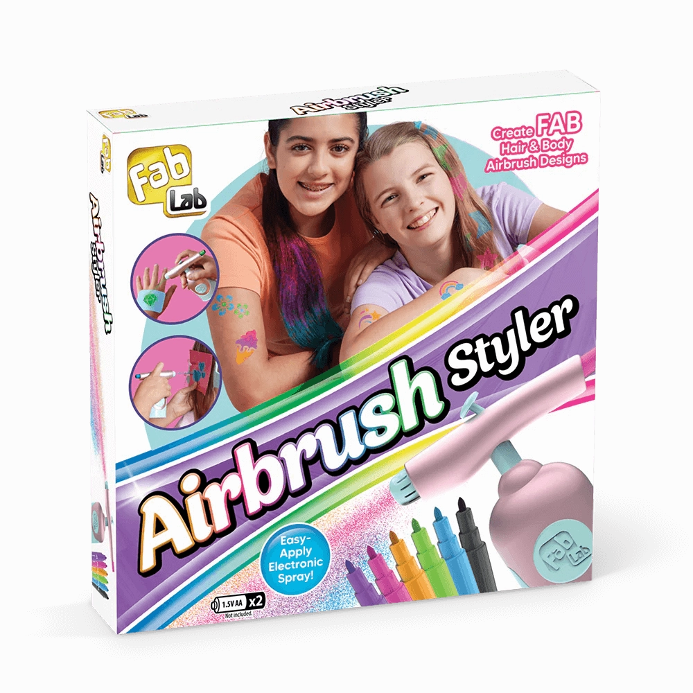 Fab Lab Airbrush Styler with Stencils Hair & Body Art Kit for Ages 8 