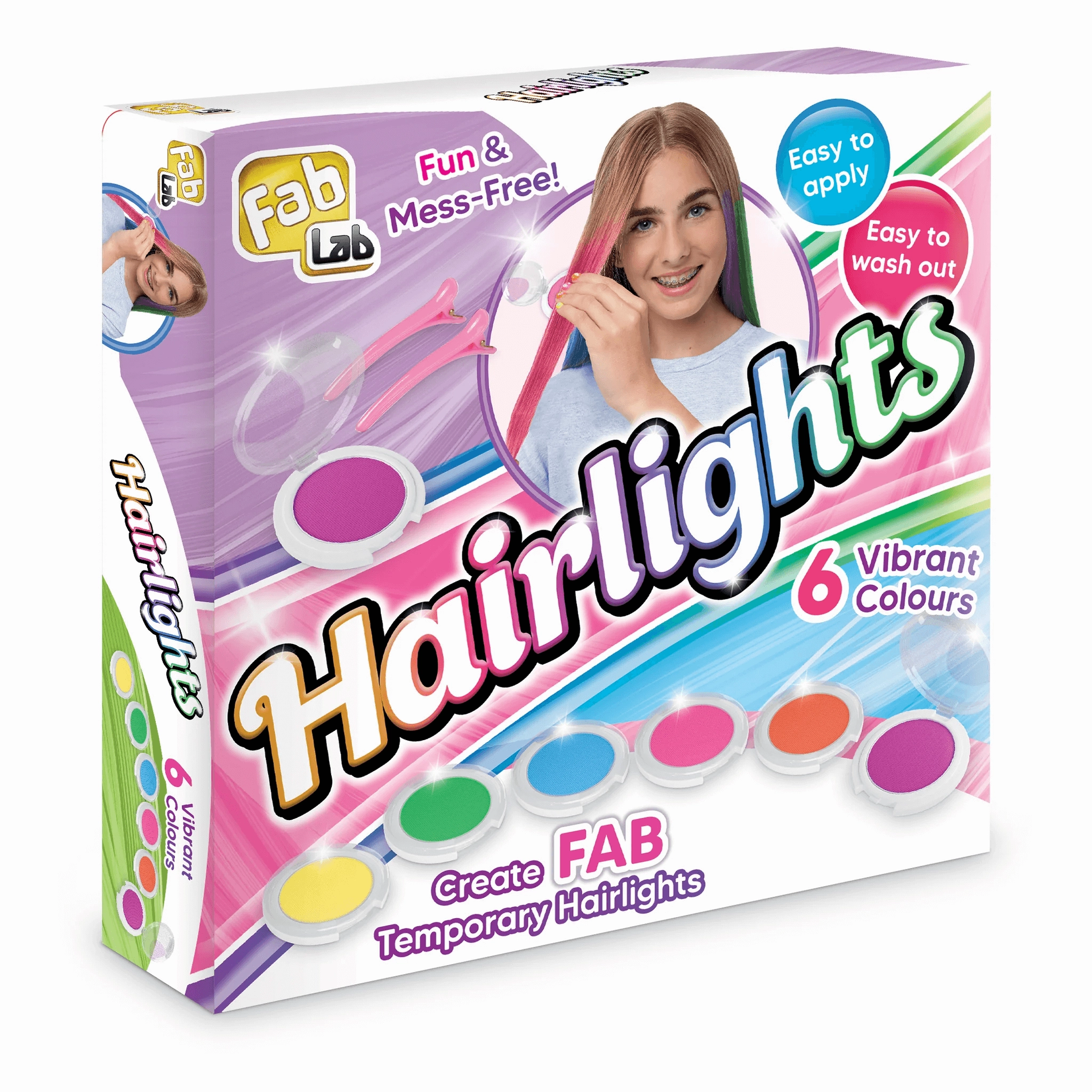 Fab Lab Hairlights with 6 Temporary Coloured Hair Chalks for Ages 8 