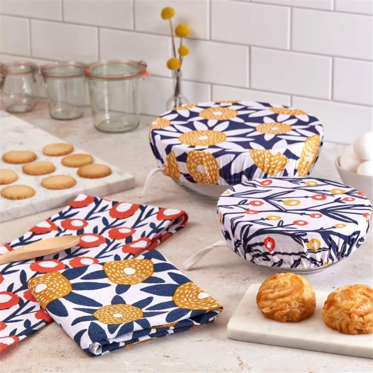Field of Flowers Cotton Dish Covers Set of 3