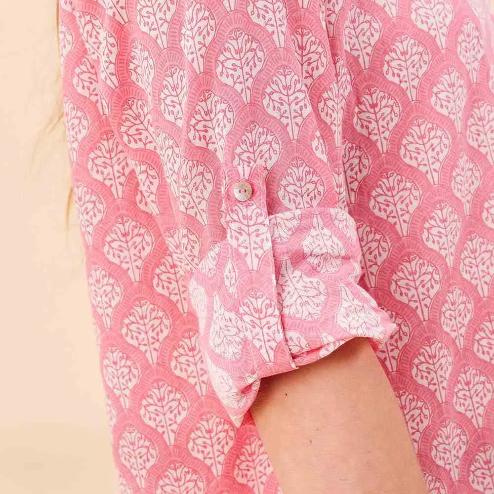 Fifer Pink Button Down Beach Tunic