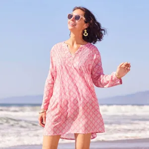 Fifer Pink Pintuck Beach Cover Up