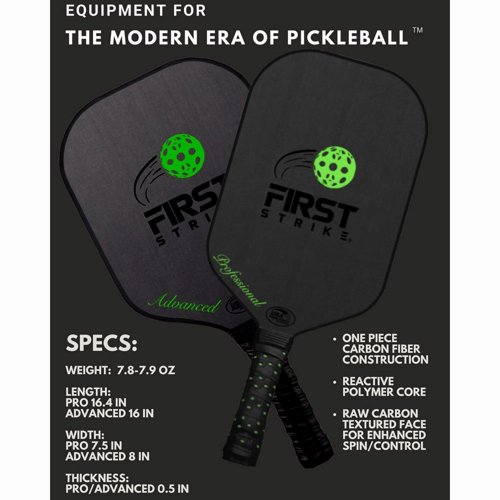First Strike Pickleball Professional Elongated Paddle, 16.4 x 7.5", Polymer Core