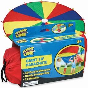 Flight Line Giant 10' Parachute - Colorful Sports Play for Kids Aged 3 