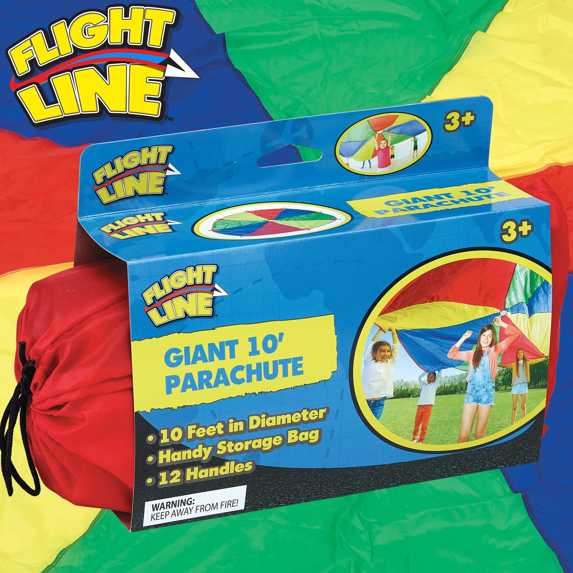 Flight Line Giant 10' Parachute - Colorful Sports Play for Kids Aged 3 