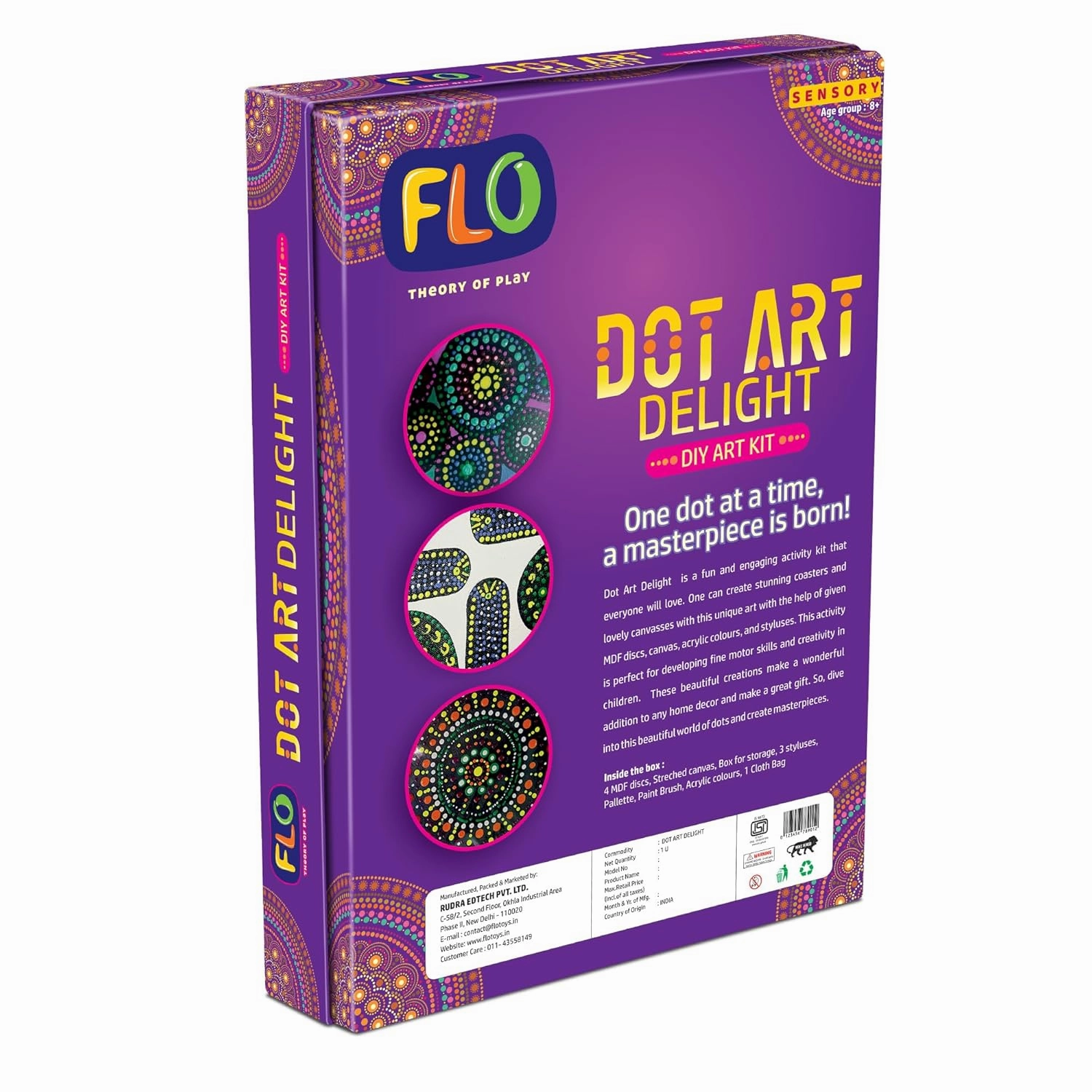 FLO Toys Dot Art Delight Craft Activity Box, Diy Hobby Craft Tools Kit For Kids Ages 8 