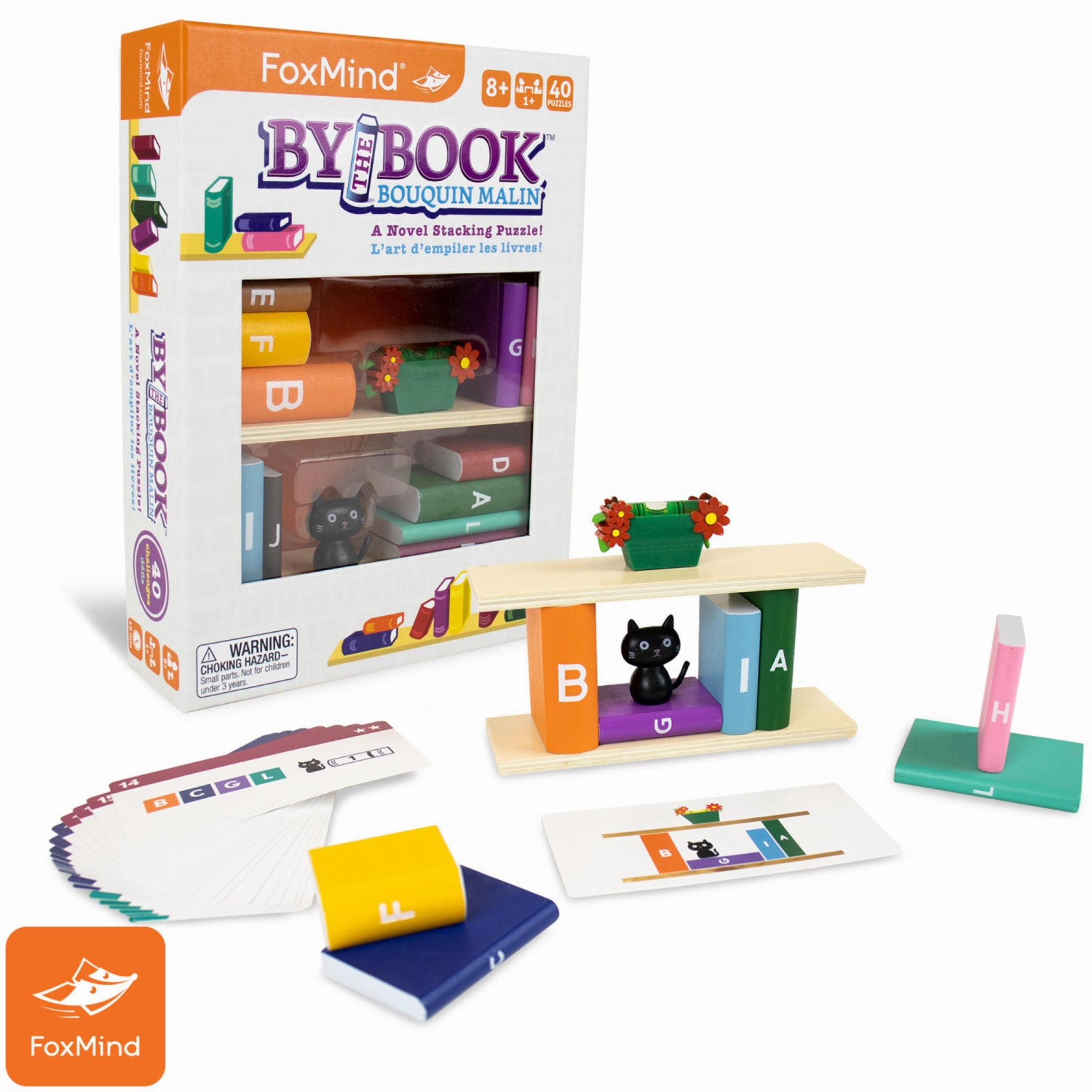 FoxMind By The Book 3D Wooden Stacking Puzzle - 40 Challenges
