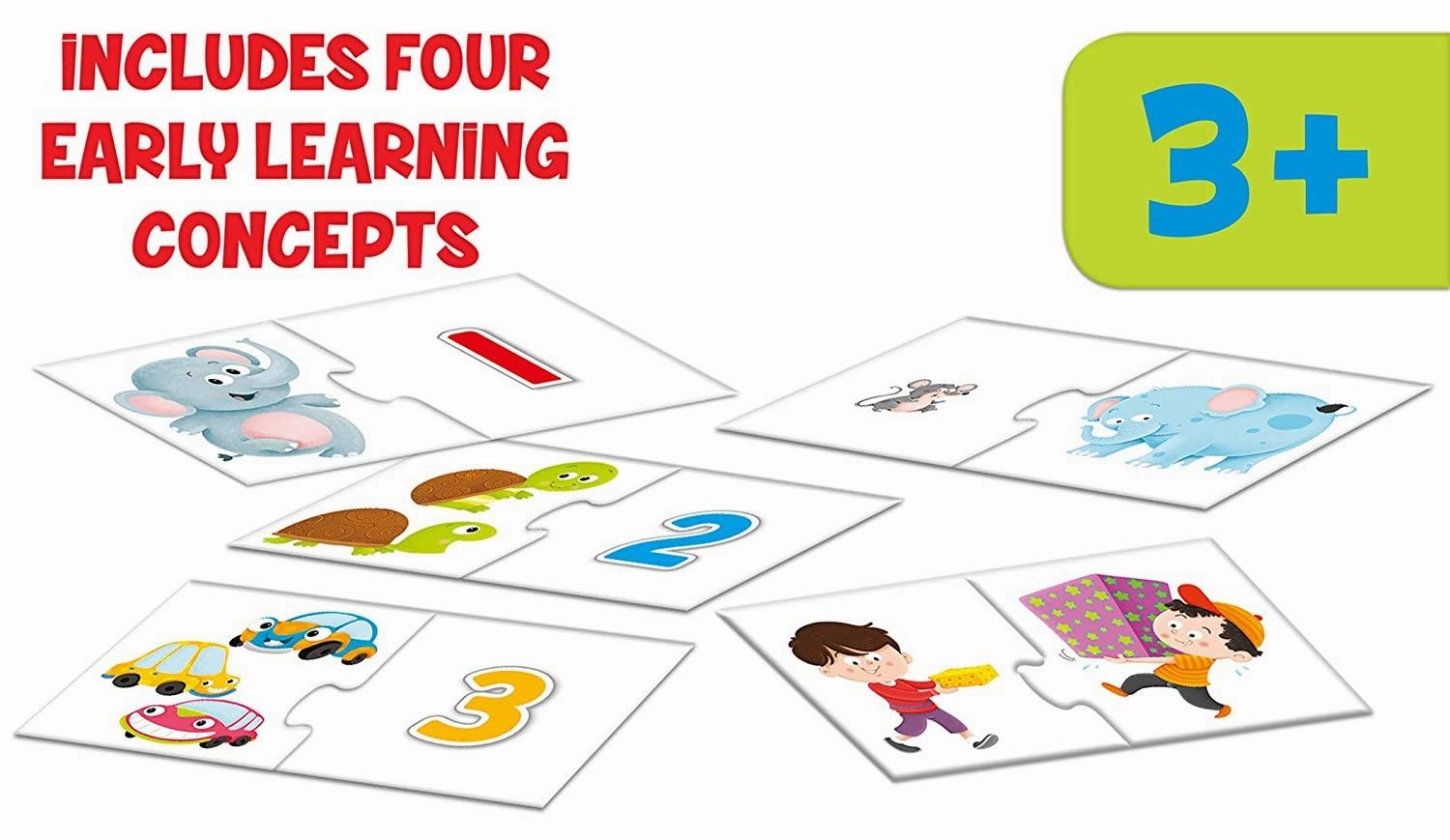 Frank Early Learner Pack 88 Pieces, 20 2-Piece and 16 3-Piece Self-Correcting Puzzles for Ages 3 & Above