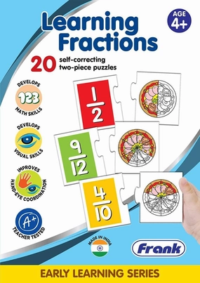 Frank Learning Fractions Puzzle 40 Pieces, 20 Self-Correcting 2-Piece Puzzles for Ages 4 & Above
