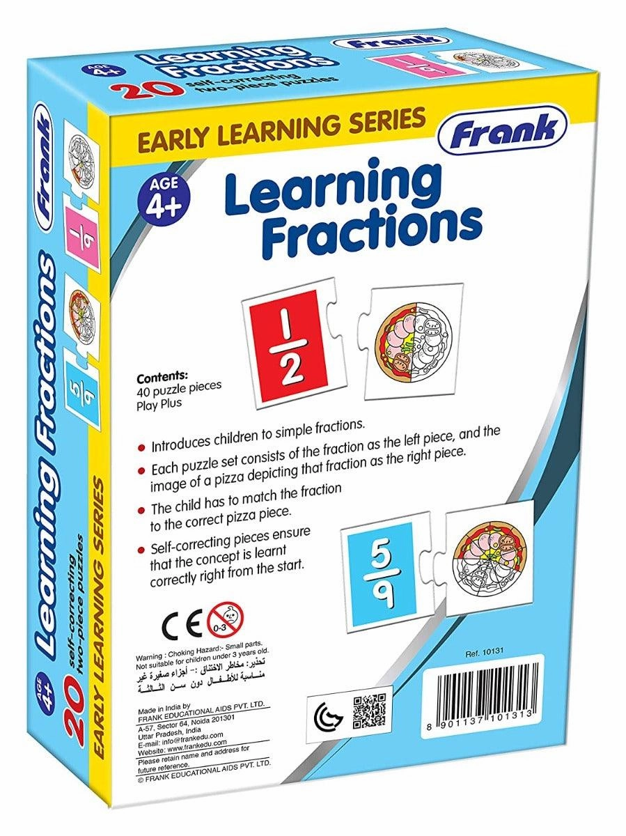 Frank Learning Fractions Puzzle 40 Pieces, 20 Self-Correcting 2-Piece Puzzles for Ages 4 & Above