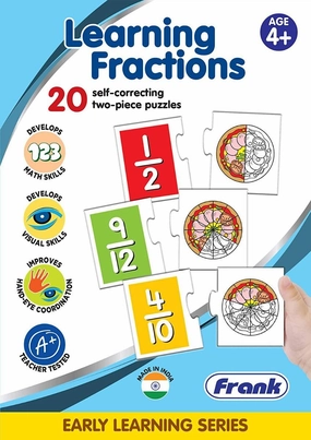 Frank Learning Fractions Puzzle 40 Pieces, 20 Self-Correcting 2-Piece Puzzles for Ages 4 & Above