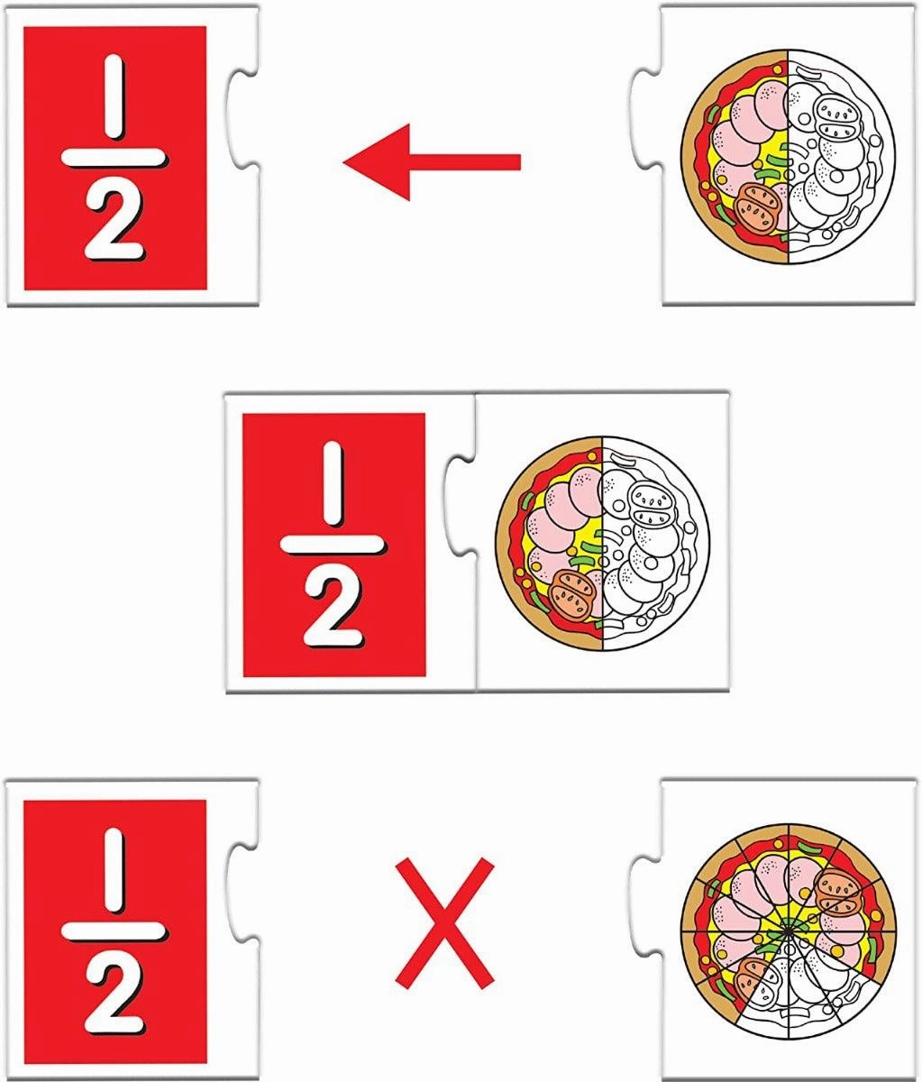 Frank Learning Fractions Puzzle 40 Pieces, 20 Self-Correcting 2-Piece Puzzles for Ages 4 & Above