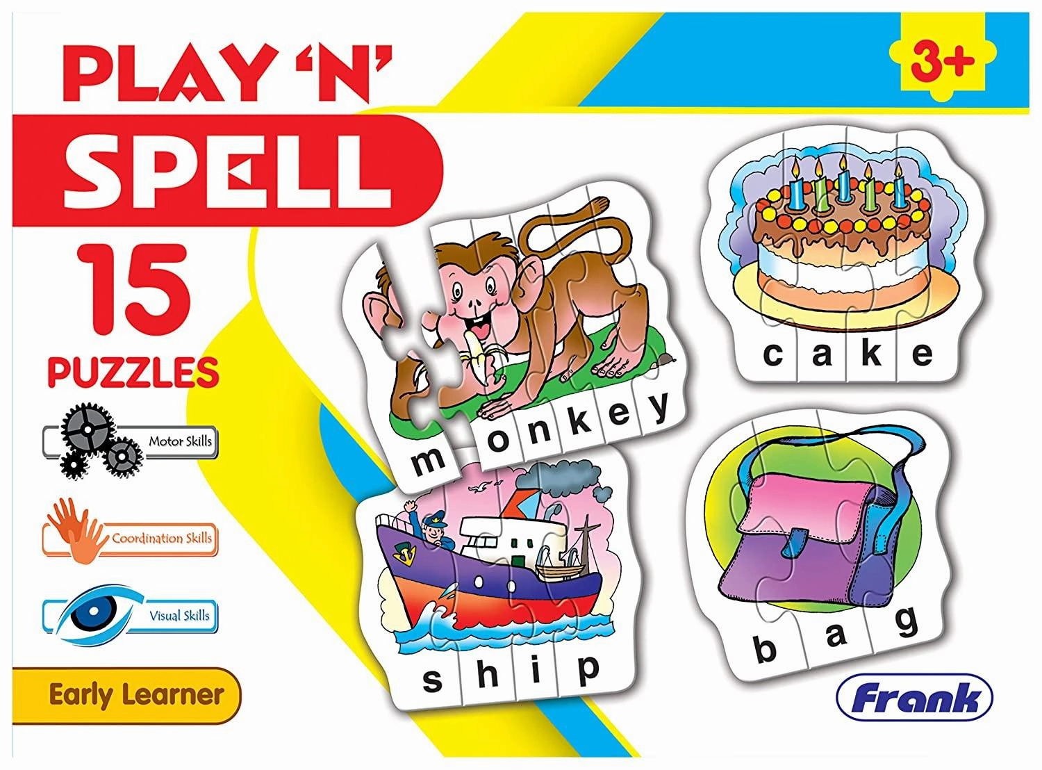 Frank Play Spell Puzzle 15 Self-Correcting Puzzles for Ages 3 & Above