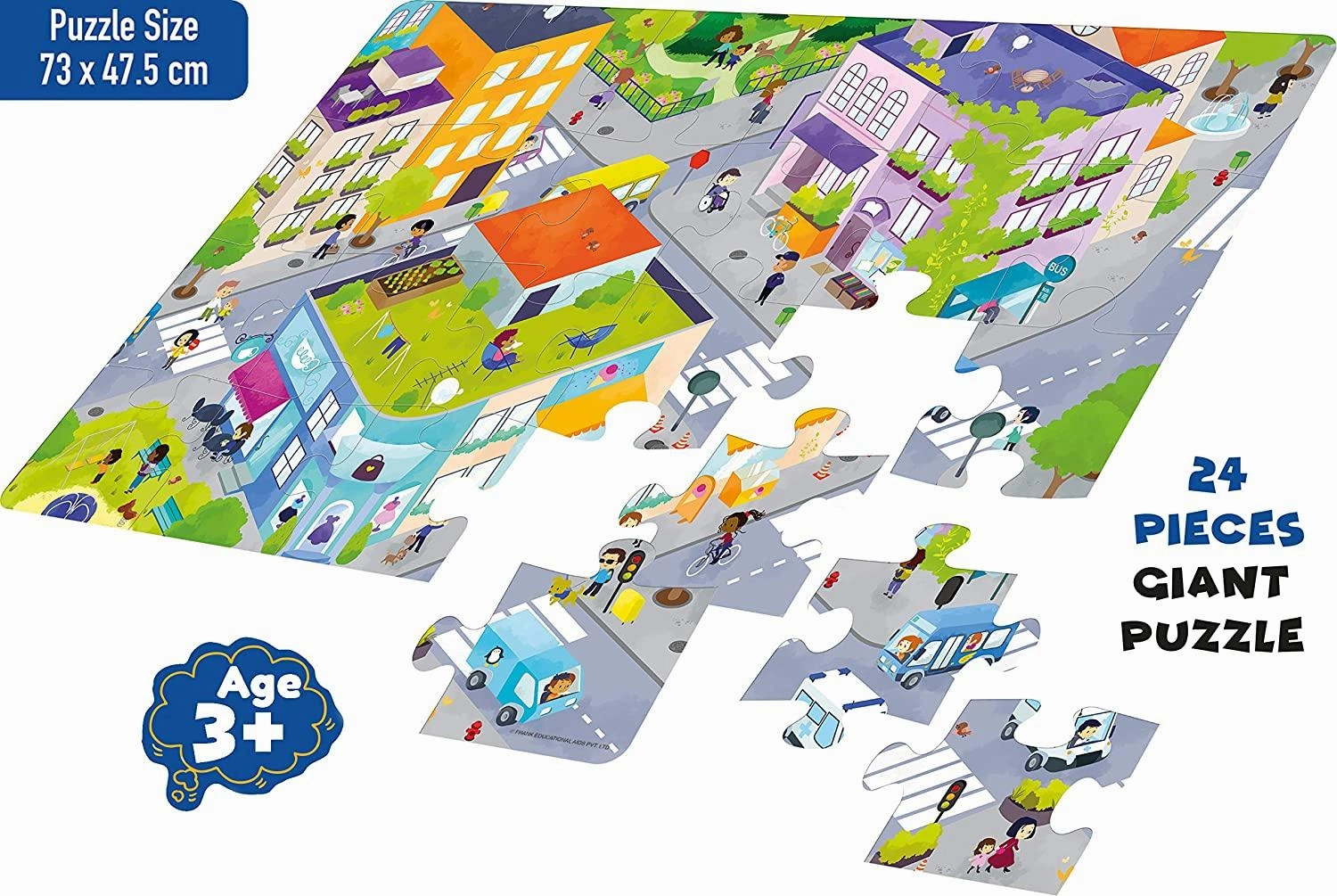 Frank The City 24 Pieces Giant Floor Puzzle for 3 Year Old Kids and Above