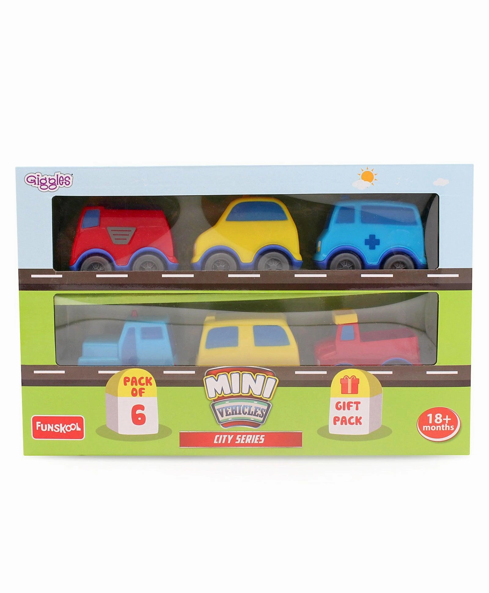 Funskool Giggles Mini Vehicle City Series Gift Pack of 6 for Ages 2 