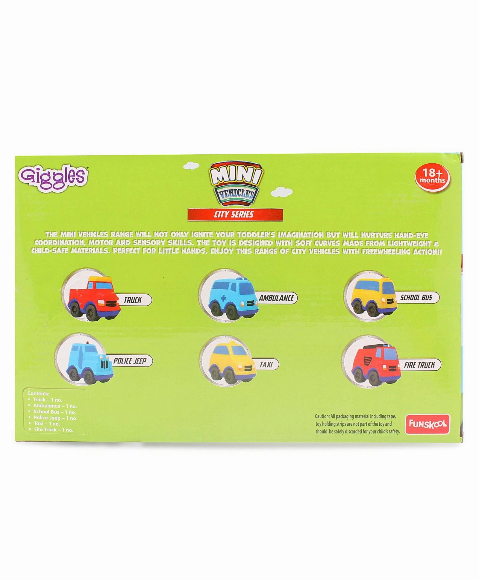 Funskool Giggles Mini Vehicle City Series Gift Pack of 6 for Ages 2 