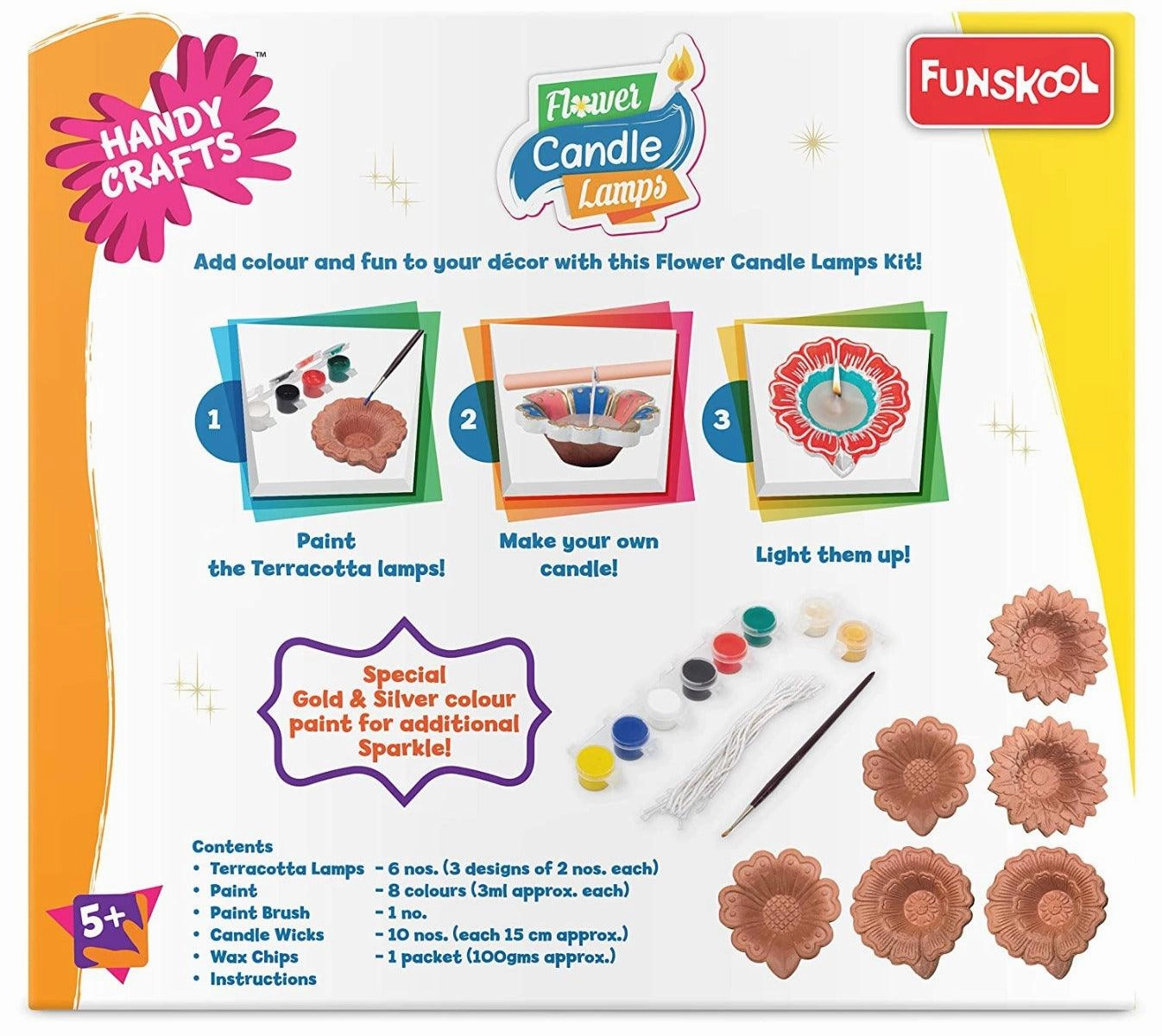 Funskool Handycrafts - Flower Candle Lamps - Art & Craft Decorating Kit for Ages 5 