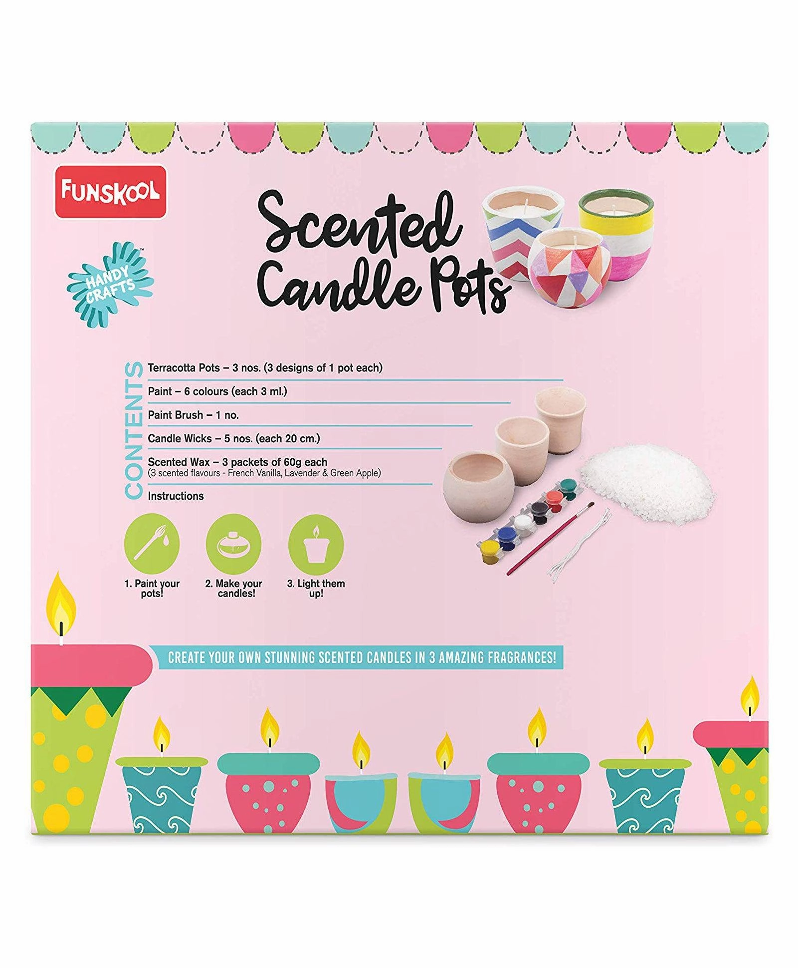 Funskool Handycrafts Scented Candle Pots - Wax Candle Maker for Ages 5 