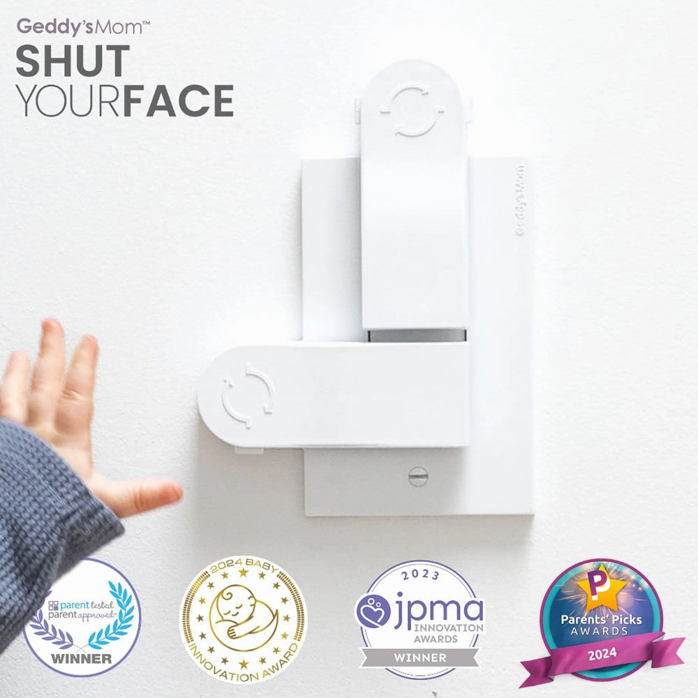 Geddy's Mom: Shut Your Face - White Self-Closing Outlet Safety Cover