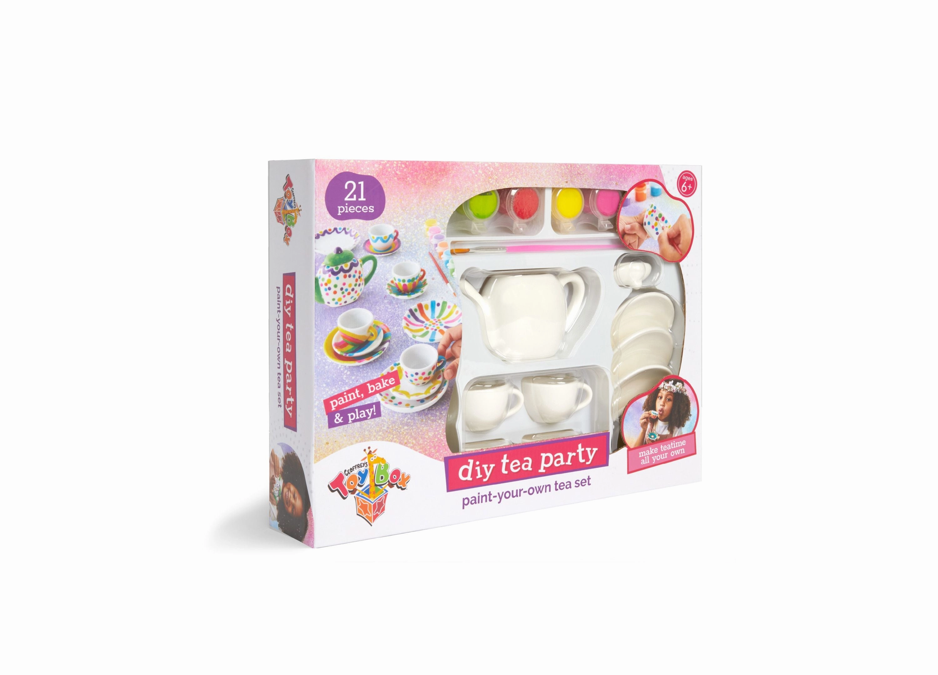 Geoffrey's Toy Box 21-Piece DIY Tea Party Ceramic Painting Set