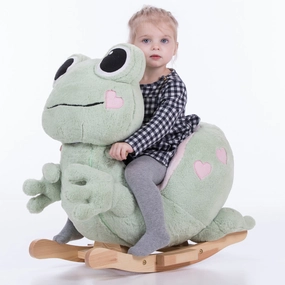 Gerardo's Toys: Little Rockers - Frog - Wooden Plush Ride-On Rocking Animal Toy