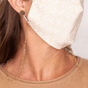 Gold Chain Face Mask Lanyard Necklace with Peach Beads