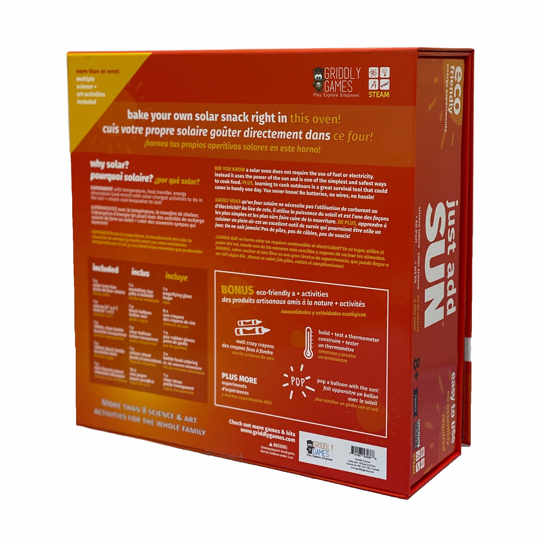 Griddly Games Just Add Sun STEAM Solar Oven Science and Art Kit