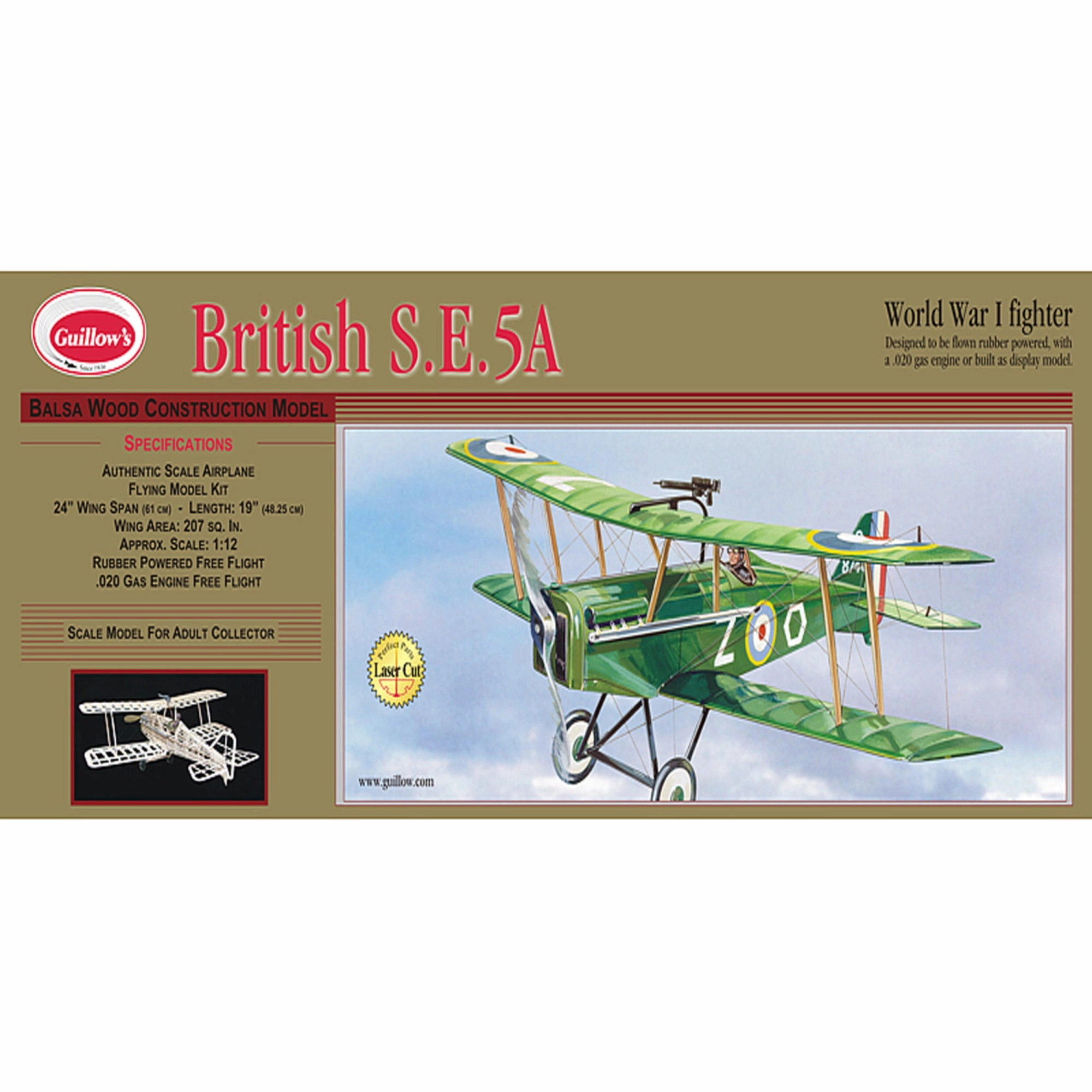 Guillow's British SE 5-A 1/14 Scale Model Airplane Kit
