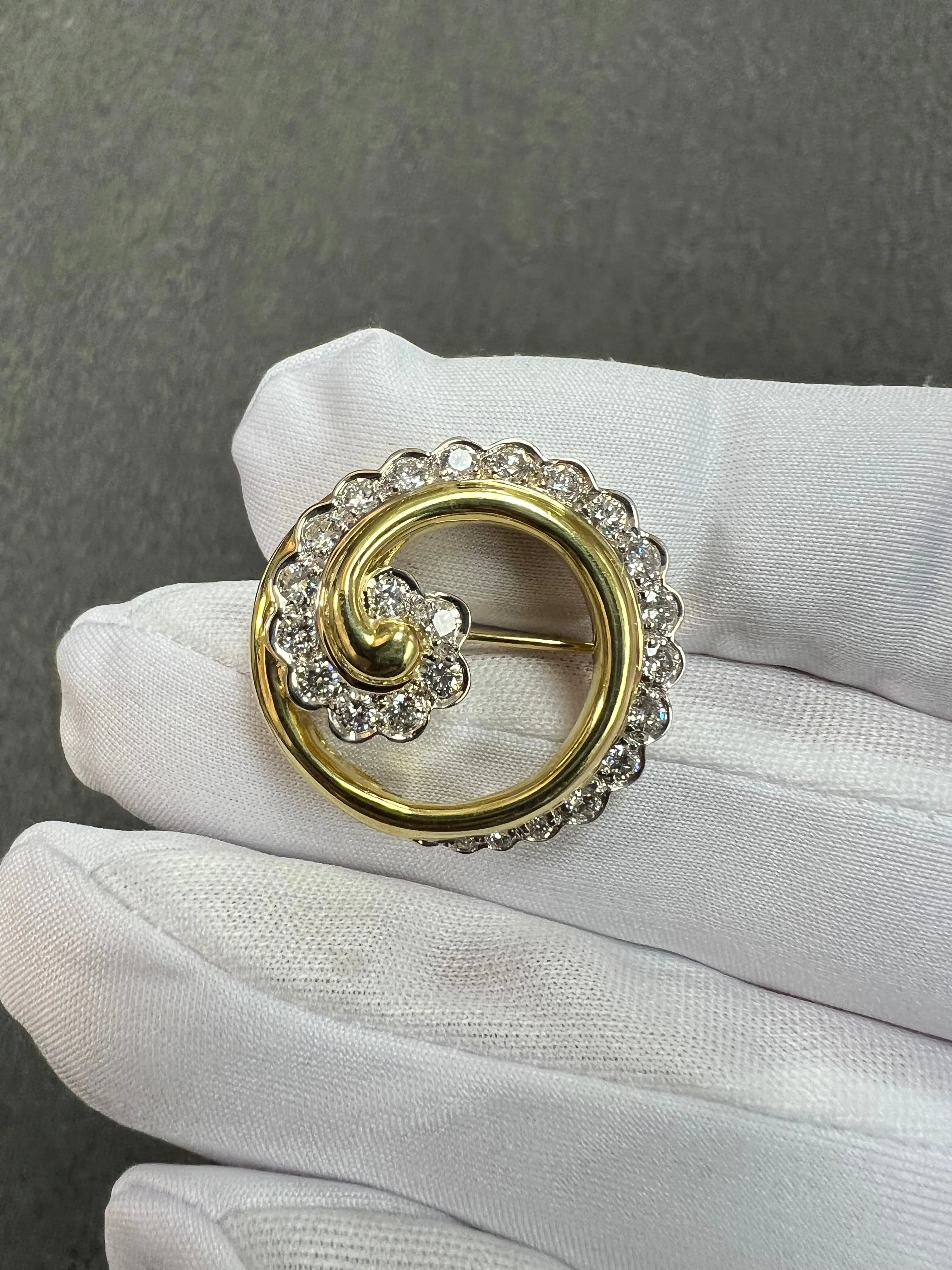 Gump’s Diamond 18k Yellow Gold Brooch By Ron McNamer