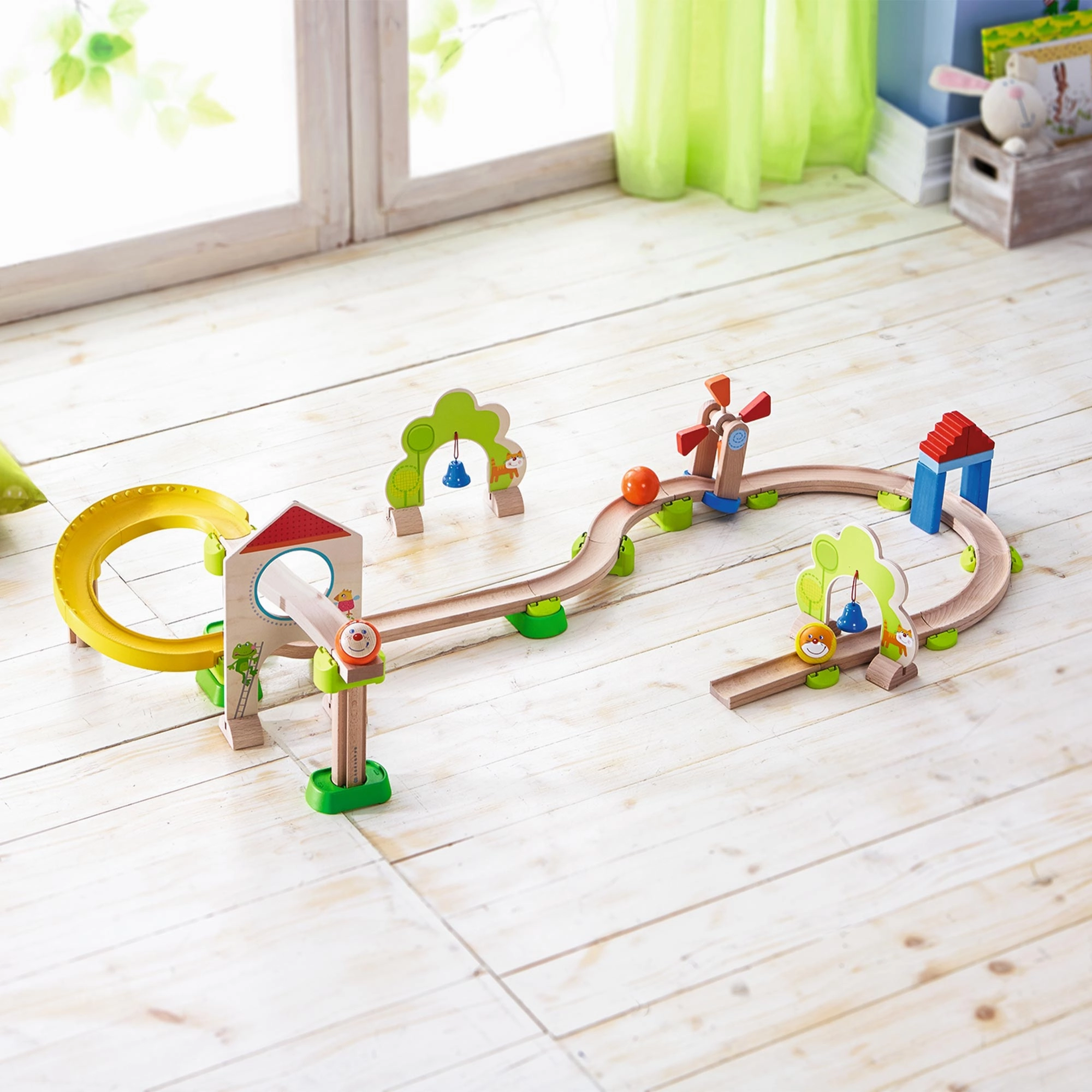HABA Kullerbu Windmill 25-Piece Starter Track Set - Interactive Playset