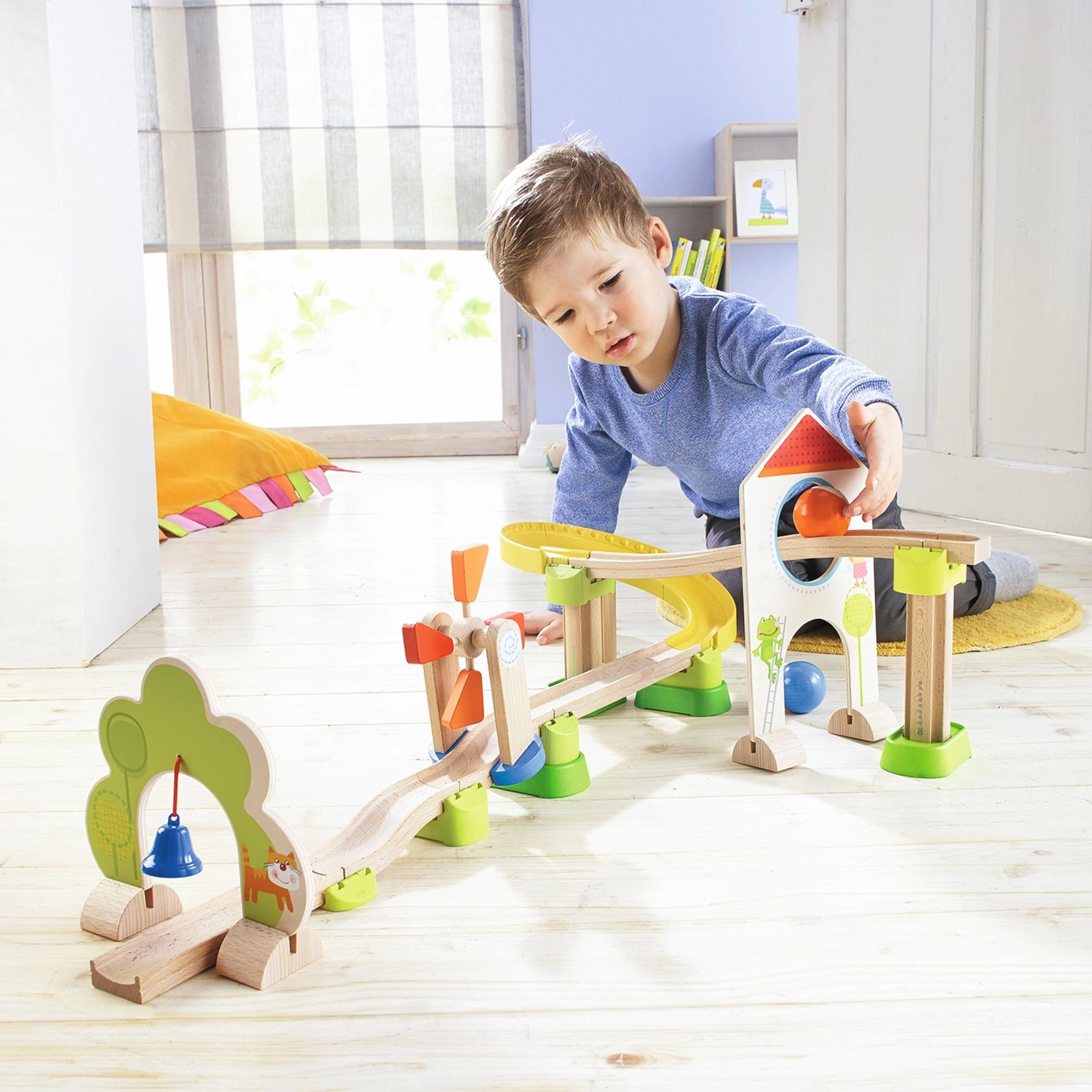 HABA Kullerbu Windmill 25-Piece Starter Track Set - Interactive Playset