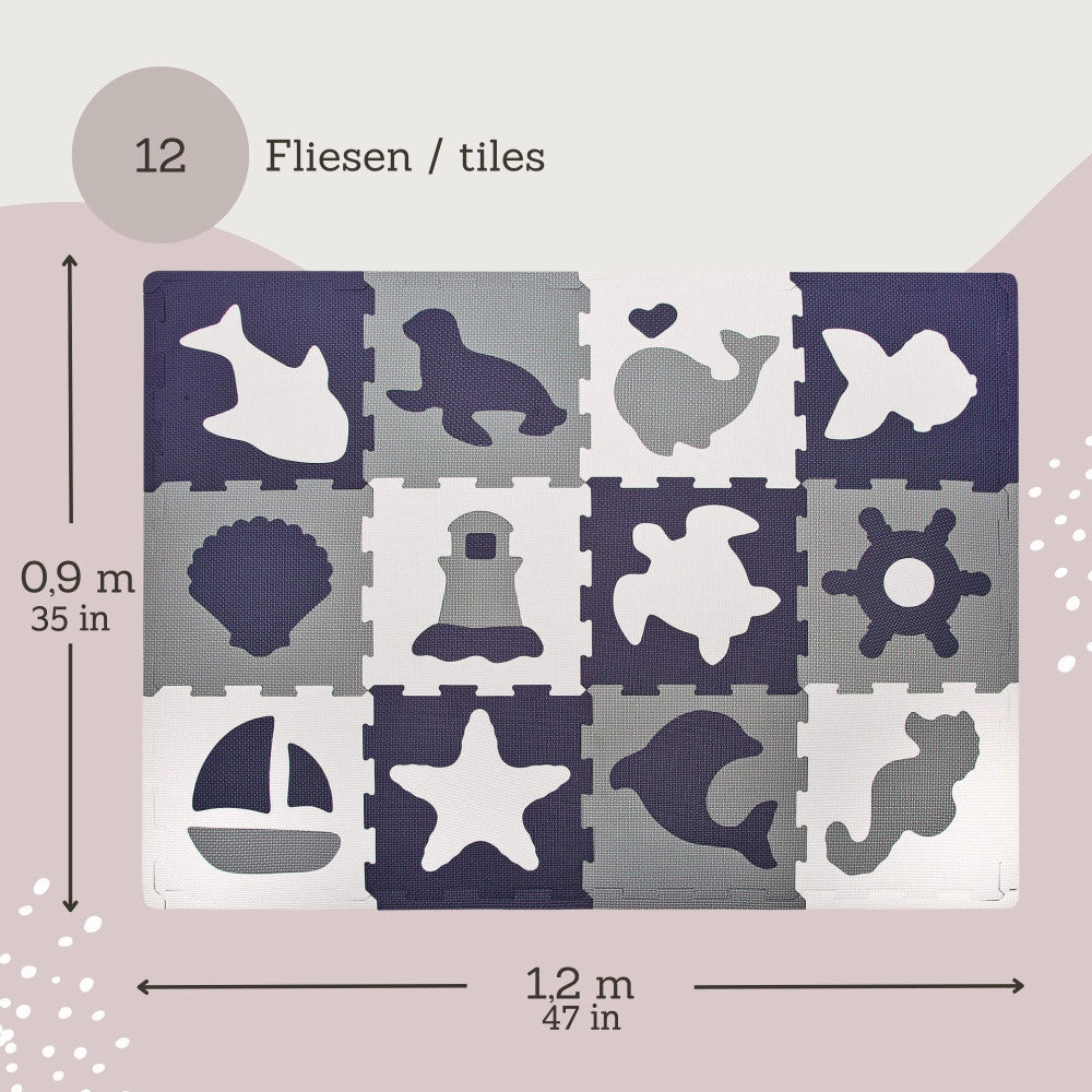 Hakuna Matte: Marine World Baby Play Mat - 47x35 Inches, 12 Foam Tiles